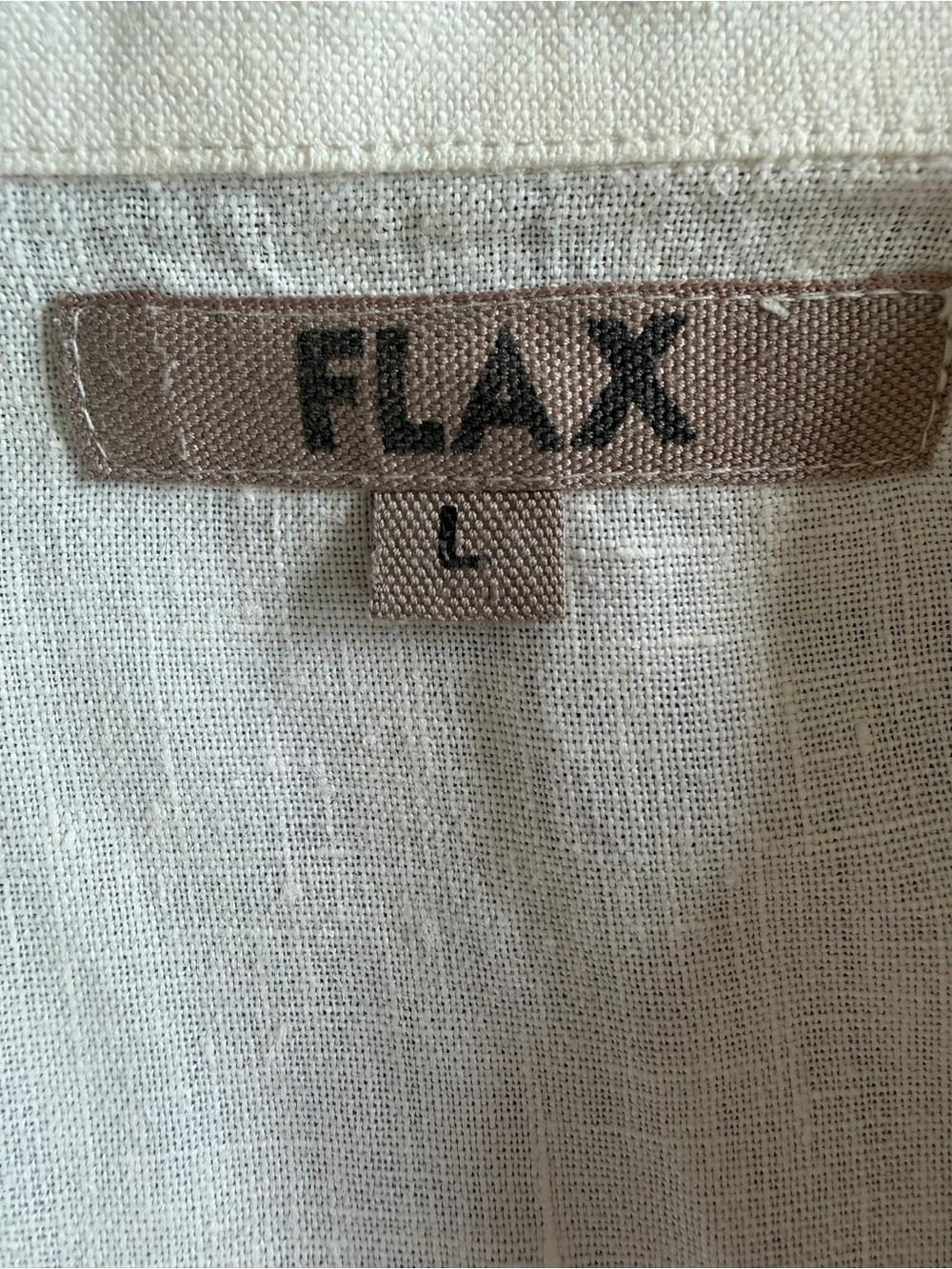 FLAX 100% Linen Button Front Shirt Oversized Ivory Boxy Top Large 90s Summer - Picture 4 of 7